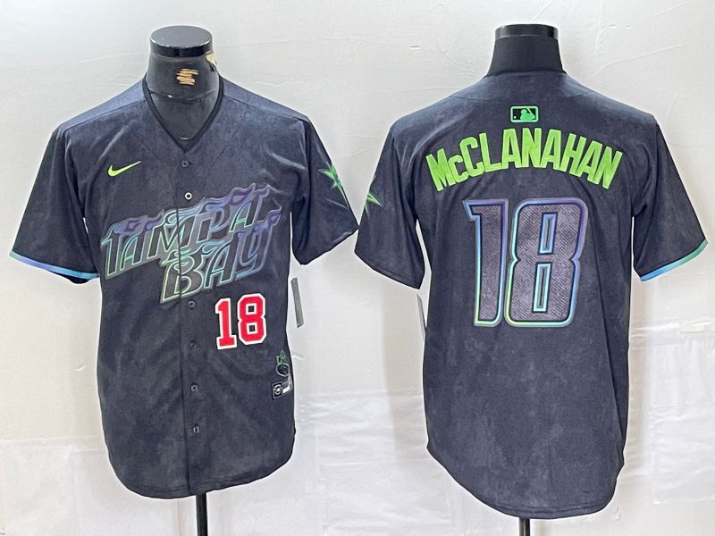 Men Tampa Bay Rays #18 McClanahan Nike MLB Limited City Connect Black 2024 Jersey style 2